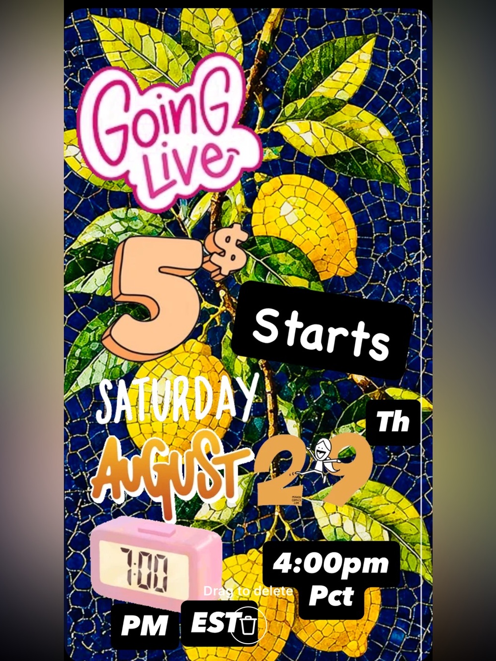 LIVE Saturday 8/29 @ 7pm Est / 4pm PCT | $5 STARTS + PAY 1 SHIPPING